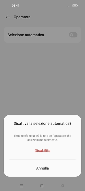Seleziona Disabilita