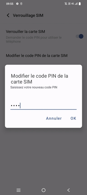 Saisissez votre Nouveau code PIN de la carte SIM et sélectionnez OK
