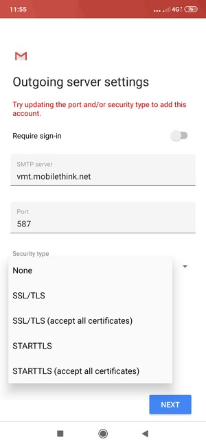 Select None and NEXT