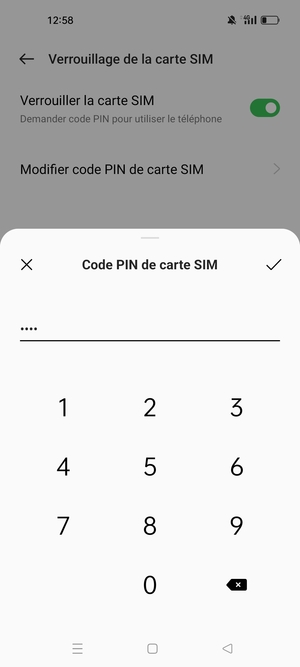Veuillez confirmer votre nouveau code PIN de carte SIM et sélectionner OK