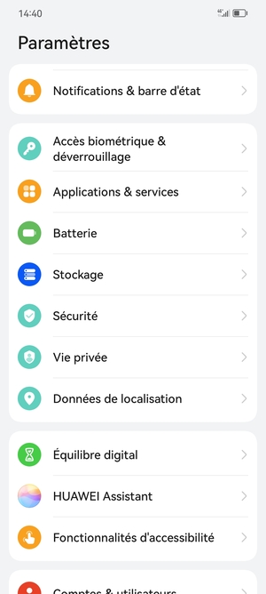 Faites défiler et sélectionnez Sécurité
