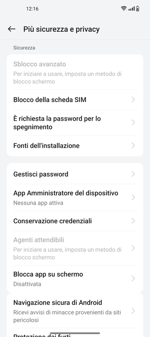 Scorri e seleziona Blocco della scheda SIM