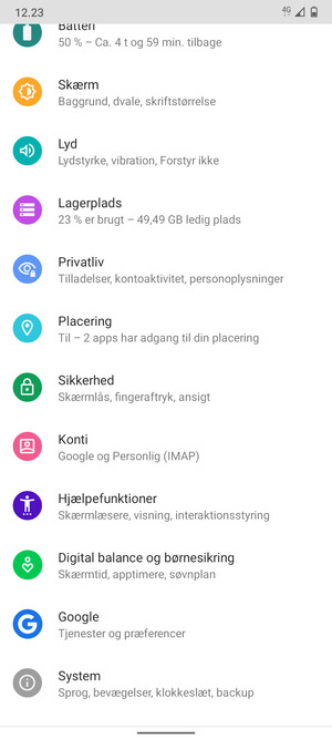 Scroll til og vælg Sikkerhed
