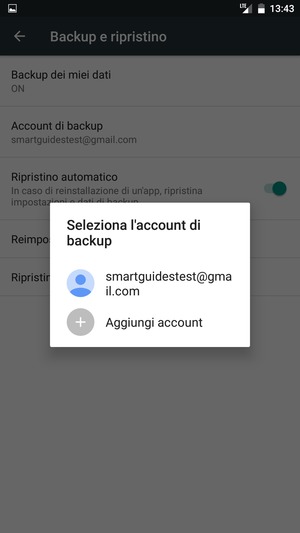 Seleziona il tuo account di backup