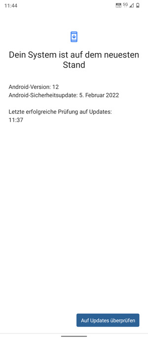 Falls Ihr Handy aktualisiert ist, wird Ihnen der folgende Bildschirm angezeigt