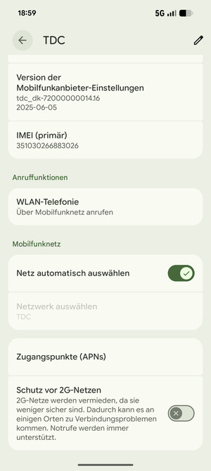 Um das Netzwerk zu wechseln, falls Probleme auftreten, schalten Sie Netz automatisch auswählen aus