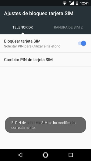 Su PIN de tarjeta SIM ha sido cambiado