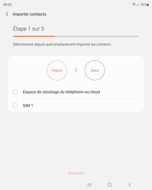 Sélectionnez SIM 1 ou SIM 2