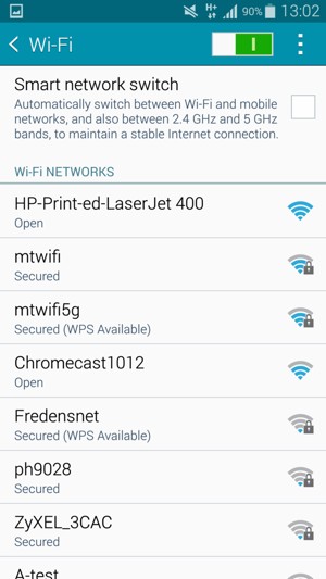 Select the wireless network you want to connect to