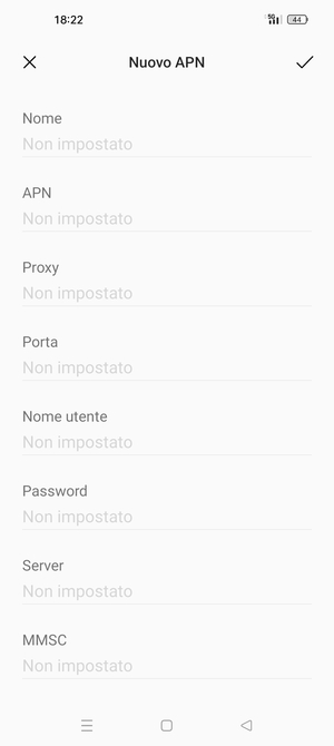 Inserisci le informazioni di Internet