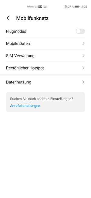 Wählen Sie Mobile Daten