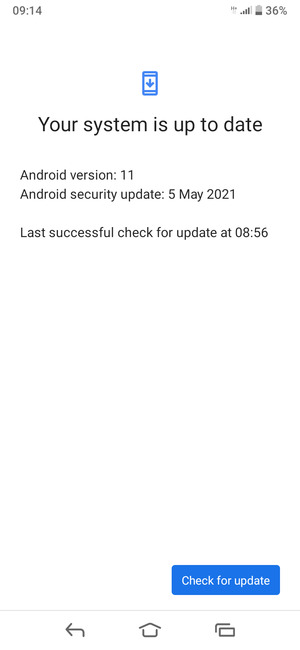 If your phone is up to date, you will see the following screen
