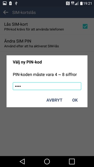 Ange din Nya SIM PIN-kod och välj OK