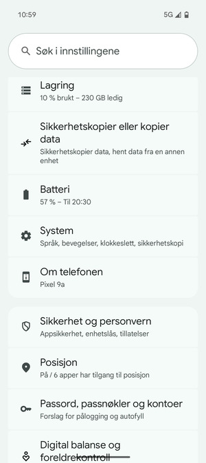 Bla til og velg System