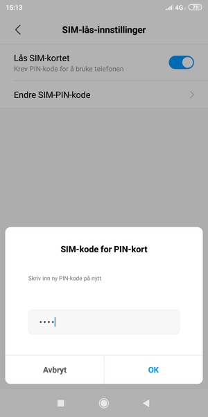 Bekreft din nye PIN-kode for SIM-kort og velg OK