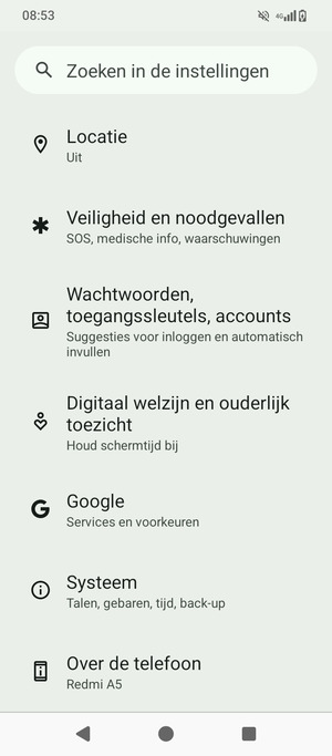 Scroll naar en selecteer Wachtwoorden, teogangssleutels, accounts