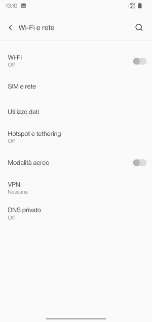 Seleziona SIM e rete