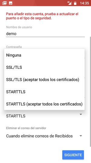 Seleccione Ninguna y SIGUIENTE