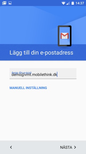 Ange din e-postadress och välj NÄSTA