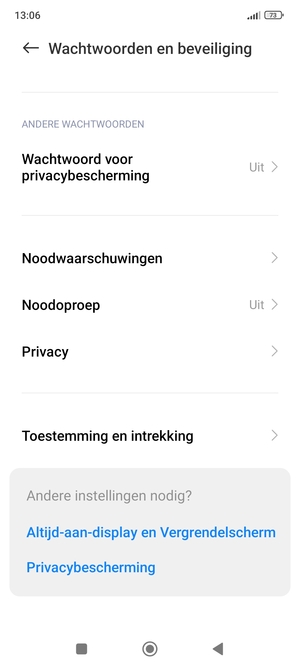 Selecteer Privacy