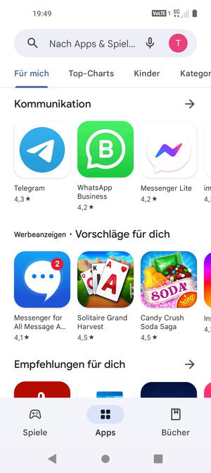 Wählen Sie die Suchleiste