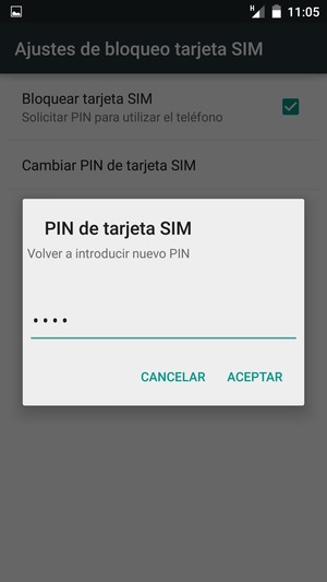 Confirme su nuevo PIN de tarjeta SIM y seleccione OK