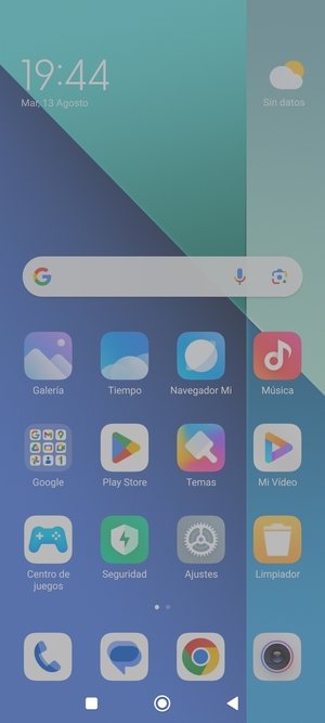 Deslice hacia abajo el menú superior