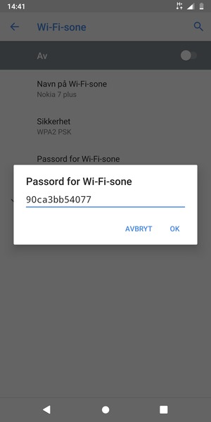 Skriv inn et Wi-Fi hotspot-passord på minst 8 tegn og velg OK