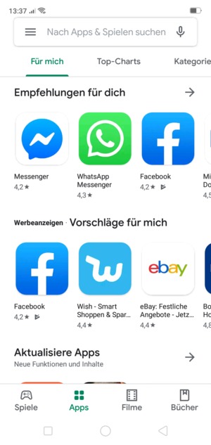 Wählen Sie die Suchleiste