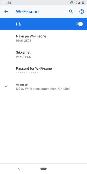Telefonen din er konfigurert for bruk som et modem