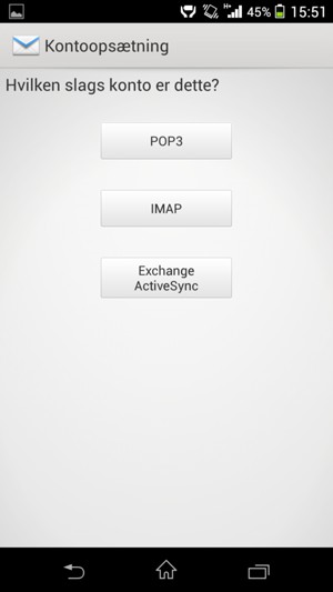 Vælg POP3 eller IMAP