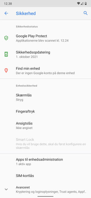 Vælg Skærmlås