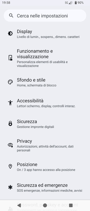 Scorri e seleziona Sicurezza