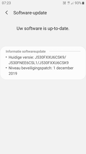 Als uw telefoon up-to-date is, zult u het volgende scherm zien