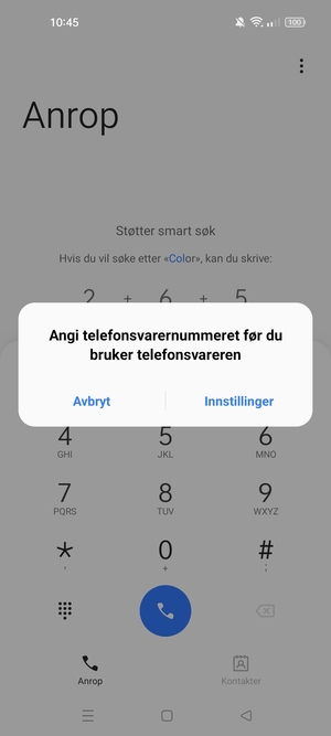 Hvis personsvar ikke er innstilt, velg Innstillinger