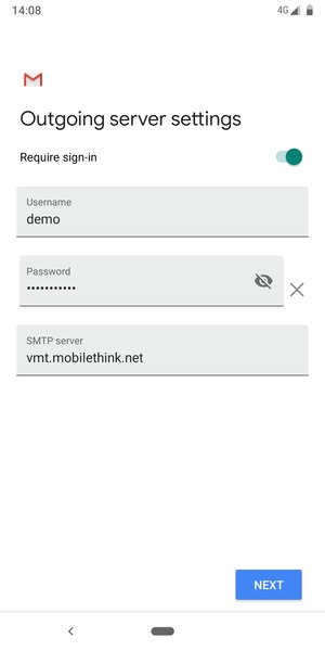 Enter Outgoing server address