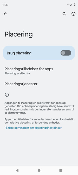 Slå Brug placering fra