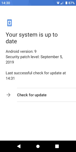 If your phone is up to date, you will see the following screen