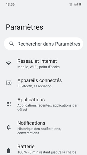 Sélectionnez Réseau et Internet