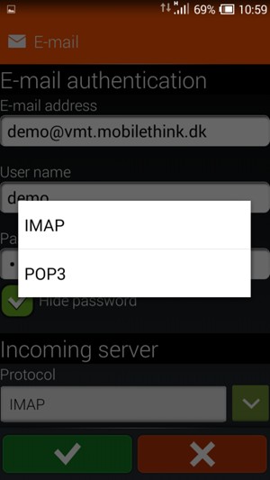 Select IMAP or POP3