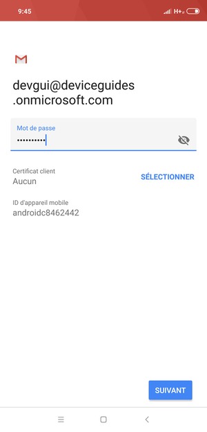 Saisissez votre mot de passe et sélectionnez SUIVANT