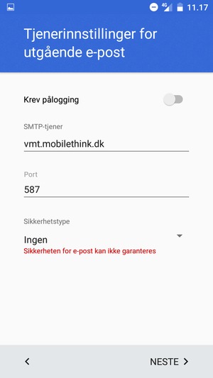 Velg NESTE