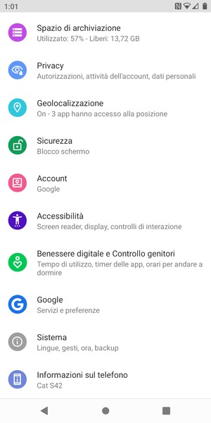 Scorri e seleziona Account