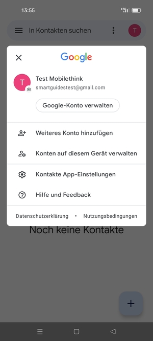 Wählen Sie Kontakte App-Einstellungen
