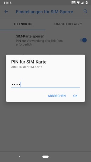 Geben Sie Ihre Alte PIN der SIM-Karte ein und wählen Sie OK