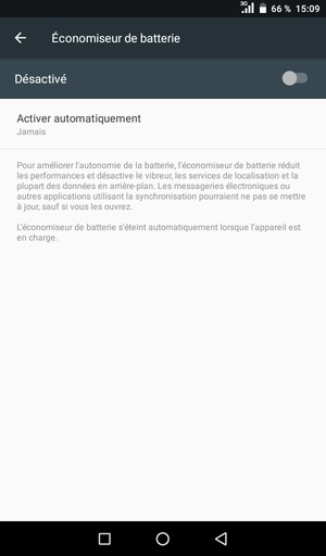 Activer le Économiseur de batterie