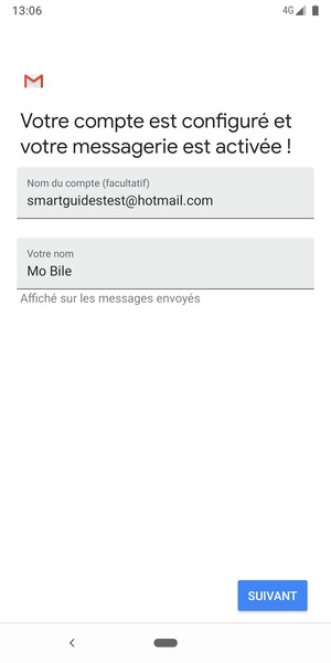 Donnez un nom à votre compte et saisissez votre nom. Sélectionnez SUIVANT