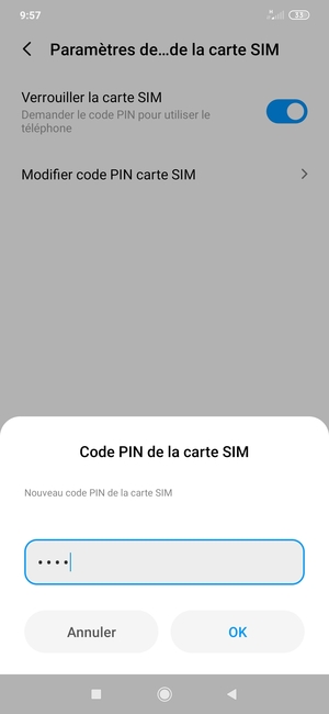 Saisissez votre Nouveau code PIN de la carte SIM et sélectionnez OK