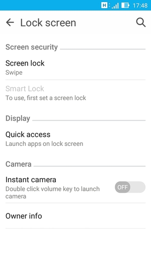 Select Screen lock