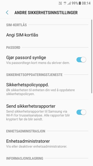 Velg Angi SIM-kortlås